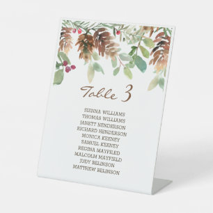 Winter Greenery Pine and Holly Pedestal Sign