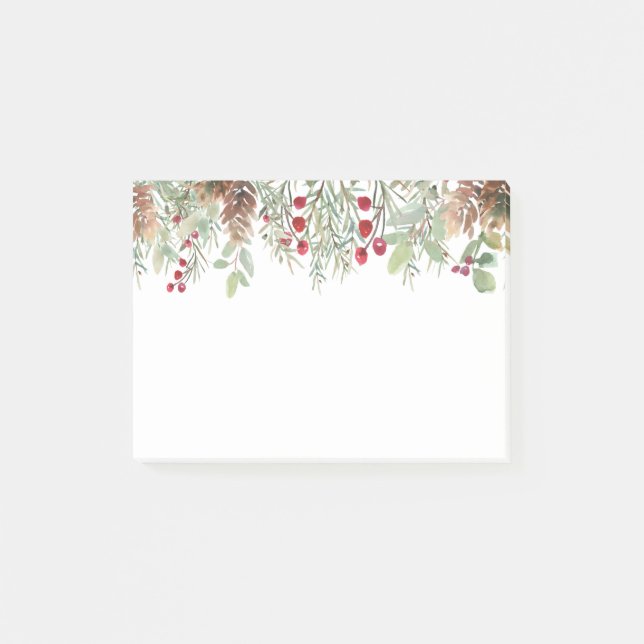 Winter Greenery Pine Christmas Holidays Post-it No Post-it Notes (Front)
