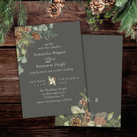 Winter Greenery Pine Stone Grey Elegant Wedding