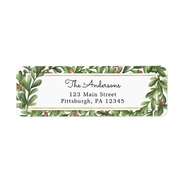 Winter Greenery Return Address Label (Front)