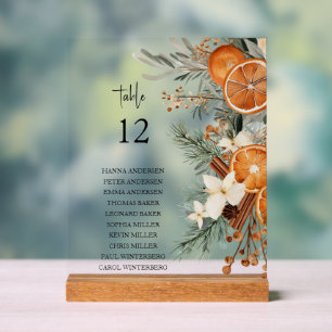 Winter greenery Seating Chart Table top sign