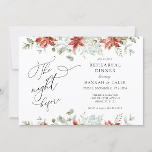 Winter Greenery The Night Before Rehearsal Dinner Invitation