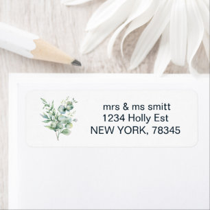 Winter greenery watercolor eucalyptus return address label