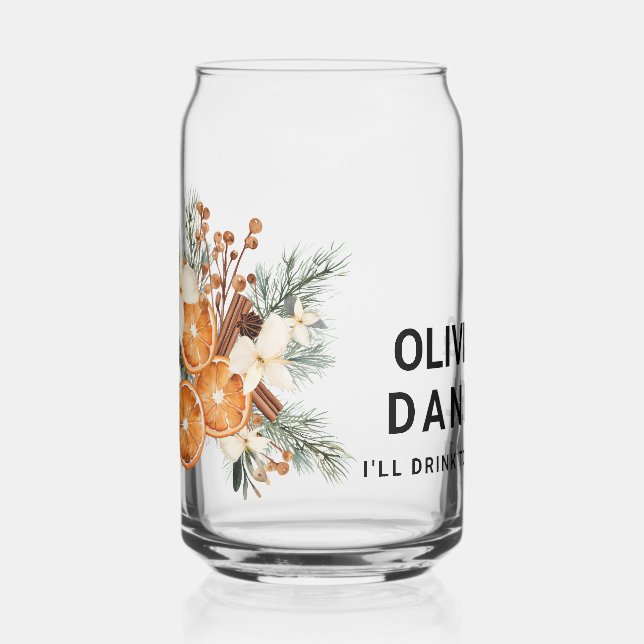 Winter greenery Wedding Cups Can Glass (Left)