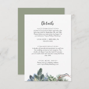 Winter Greenery Wedding Details Enclosure Card