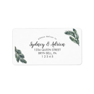 Winter Greenery Wedding RSVP Address Label