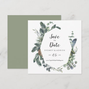 Winter Greenery Wedding Save The Date