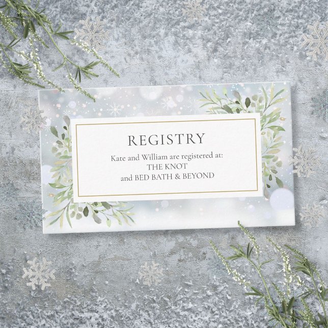 Winter Greenery Wedding Shower Gift Registry Enclosure Card (Winter Greenery Wedding Shower Gift Registry Enclosure Card)
