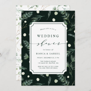 Winter Greenery Wedding Shower Invitation