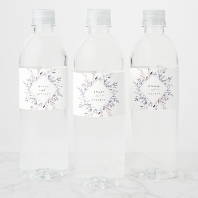 Winter Greenery Wedding Water Bottle Label (Bottles)
