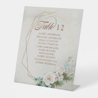 Winter Greenery White Rose Wedding Table Seating