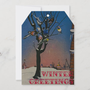 Winter greetings card tag style