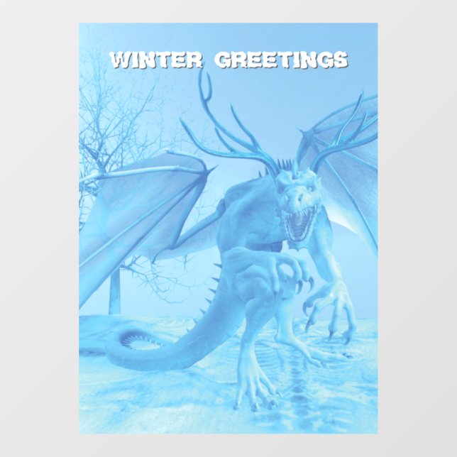Winter Greetings. Ice dragon with antlers (Sheet)
