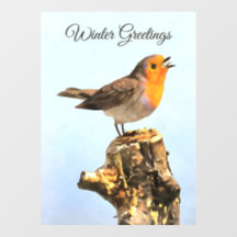 Winter Greetings. Robin singing 