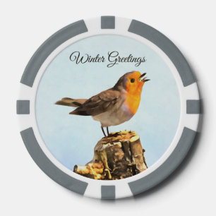 Winter Greetings. Robin singing Poker Chips