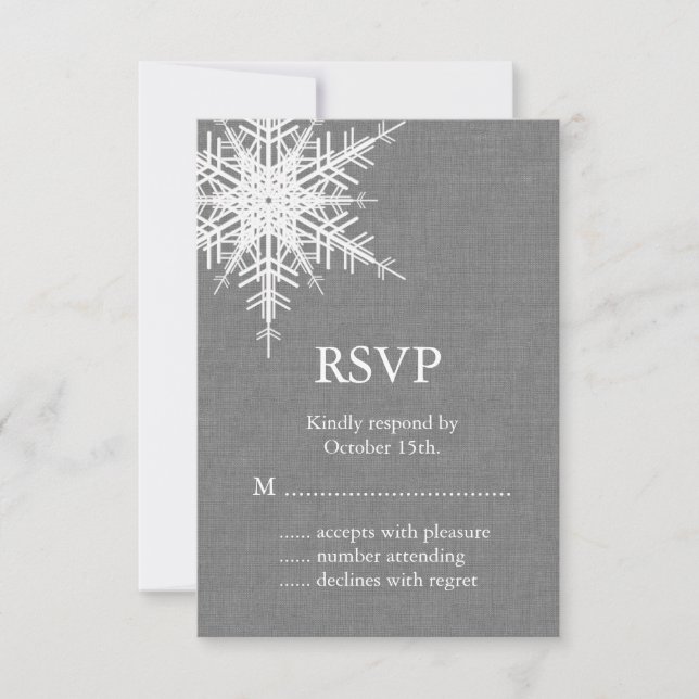 Winter Grey Burlap RSVP Card (Front)