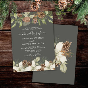 Winter Grey Elegant Script Wedding Invitation