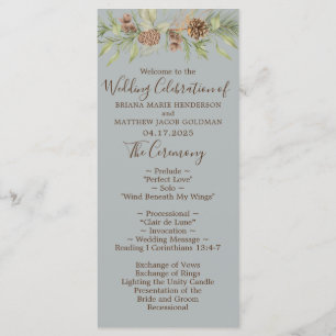Winter Grey Elegant Script Wedding Program