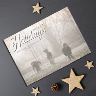 Winter Grey Happy Holidays Christmas Holiday Card