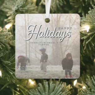 Winter Grey Happy Holidays Christmas Metal Tree Decoration