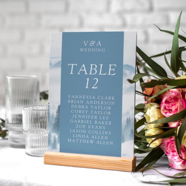 Winter Grey Mountains Wedding Table Number (Creator Uploaded)