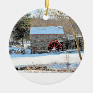 WINTER GRIST MILL CERAMIC ORNAMENT