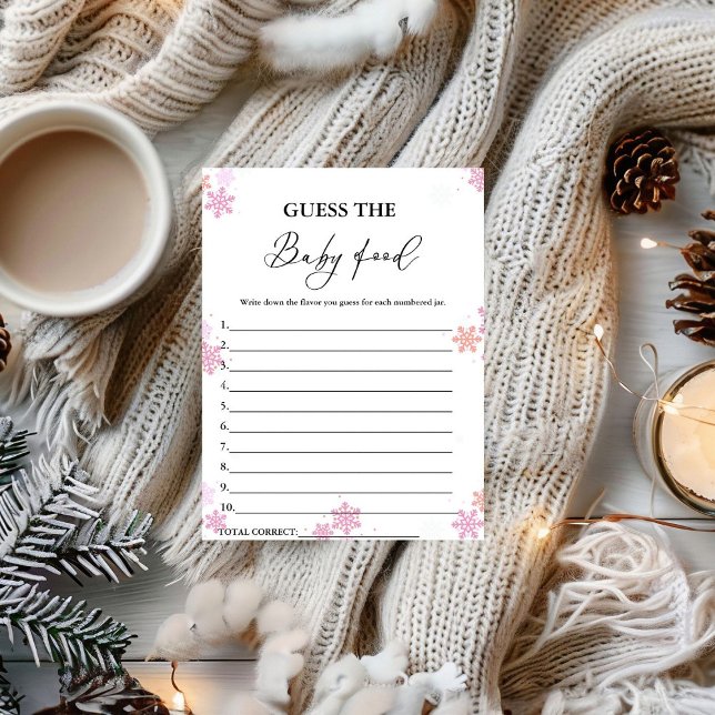 Winter Guess The Baby Food Baby Shower Game Card (Creator Uploaded)