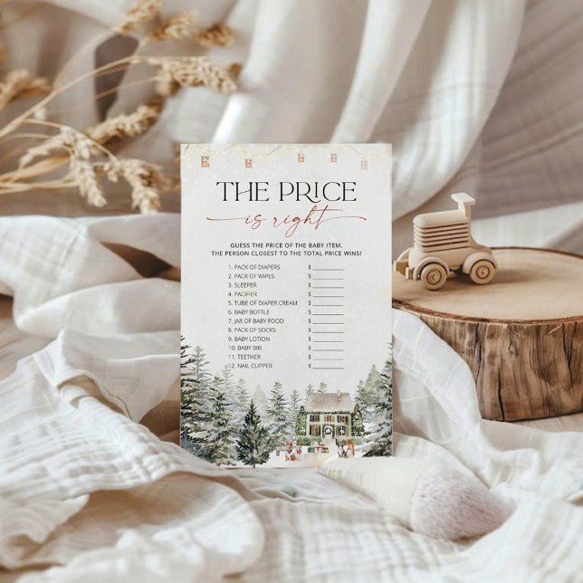 Winter Guess the Right Price Baby Shower Game Card (Creator Uploaded)