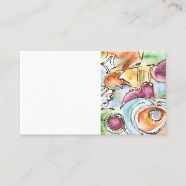 Winter-Hand Painted Abstract Wabi Sabi Watercolor Business Card (Front)