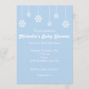 Winter Hanging Snowflakes Light Blue Invitation