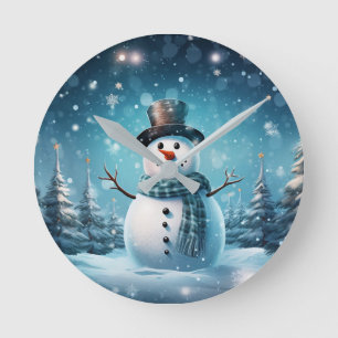 Winter Happy Snowman Clock