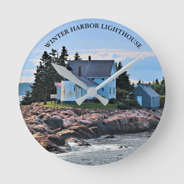 Winter Harbor Lighthouse, Maine Wall  Clock (Front)