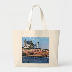 Winter Harbour Lighthouse, Maine Large Tote Bag