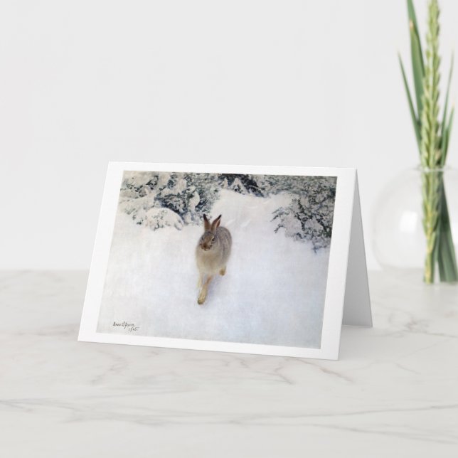 Winter Hare (Rabbit), Bruno Liljefors Card (Front)