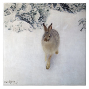 Winter Hare (Rabbit), Bruno Liljefors Ceramic Tile