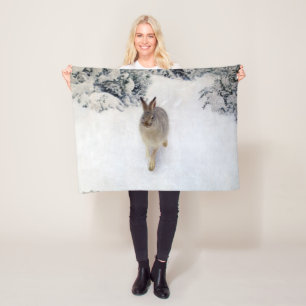 Winter Hare (Rabbit), Bruno Liljefors Fleece Blanket