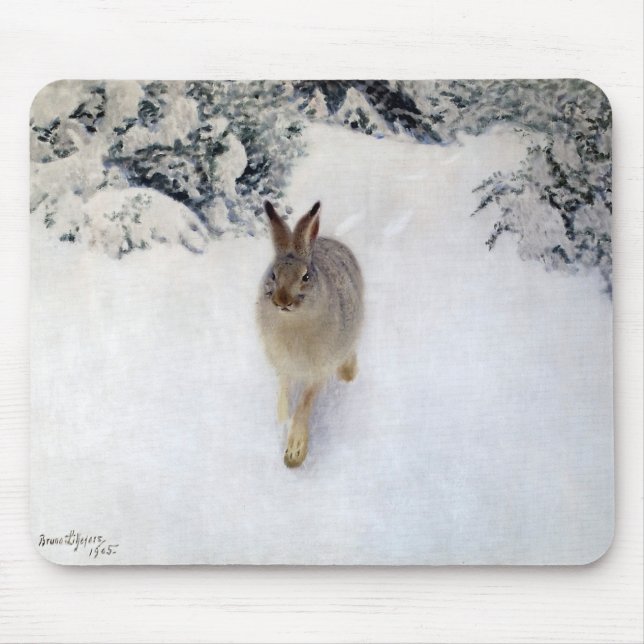 Winter Hare (Rabbit), Bruno Liljefors Mouse Pad (Front)