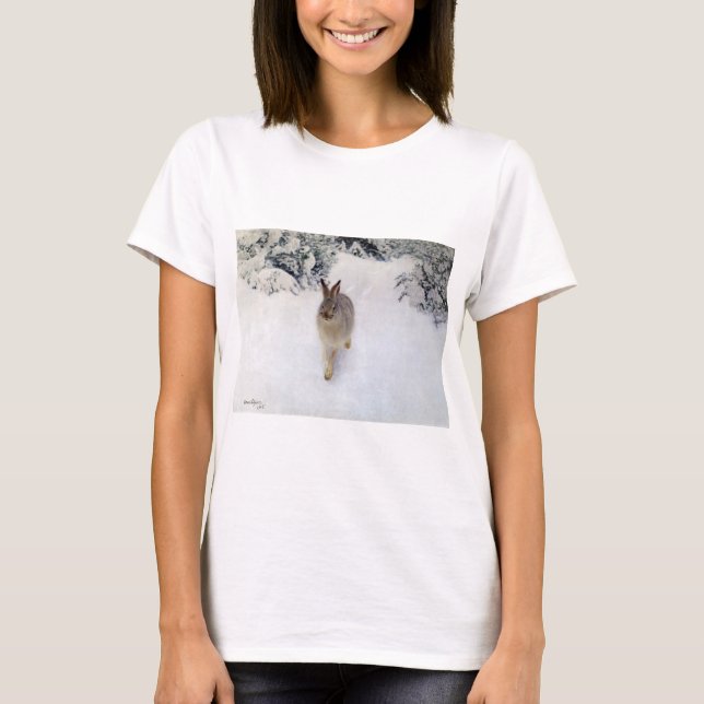 Winter Hare (Rabbit), Bruno Liljefors T-Shirt (Front)