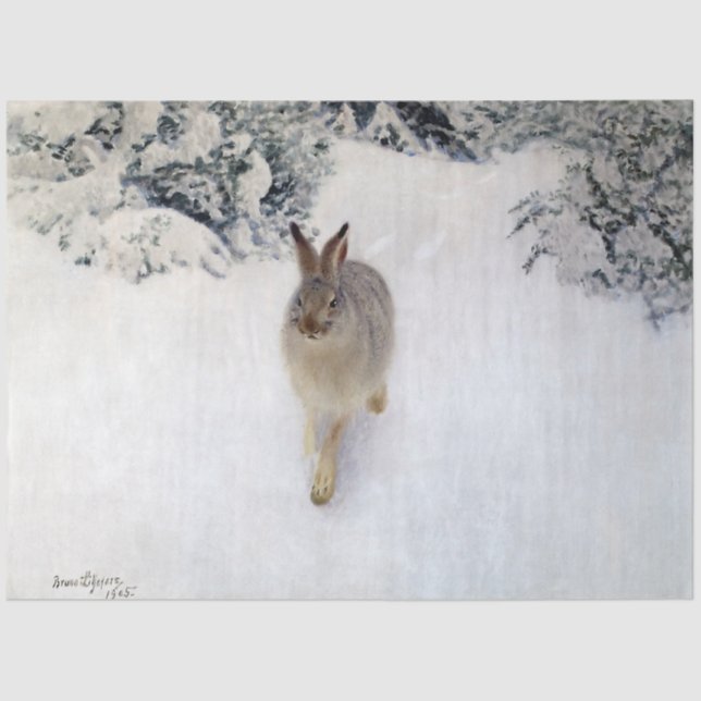 Winter Hare (Rabbit), Bruno Liljefors Tissue Paper (Front)