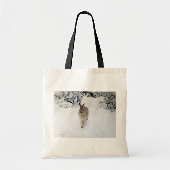 Winter Hare (Rabbit), Bruno Liljefors Tote Bag (Front)