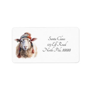Winter Hat Christmas Sheep Custom Text Label