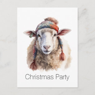 Winter Hat Christmas Sheep Custom Text Postcard