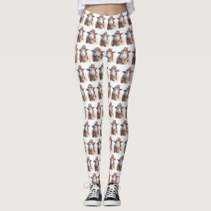 Winter Hat Christmas Sheep Repeating Pattern Leggings