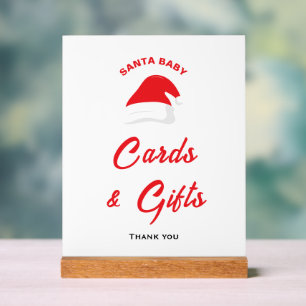 Winter Hat Santa Baby Shower Cards & Gifts Sign