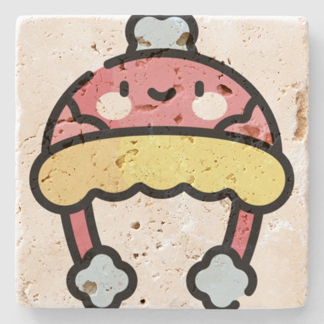winter hat stone coaster (Front)