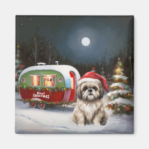 Winter Havanese Caravan Christmas Adventure Magnet