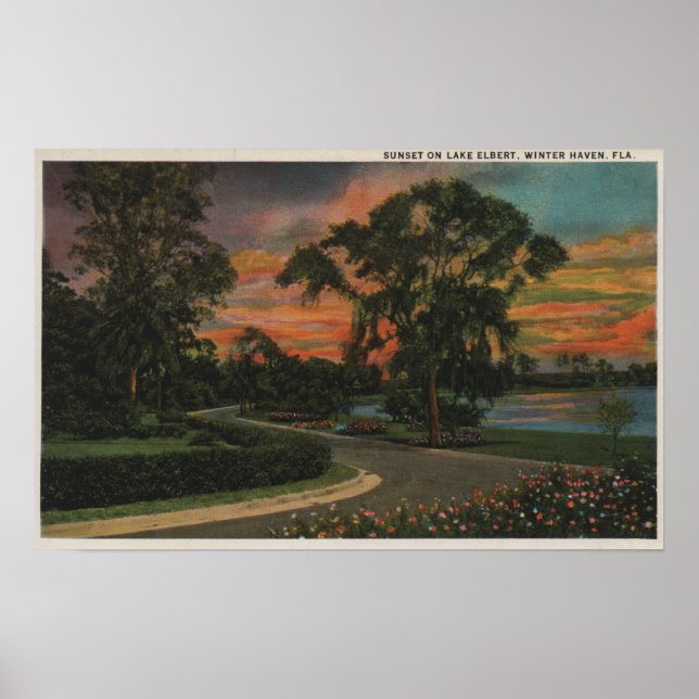 Winter Haven, Florida - Sunset View of Lake Poster (Front)