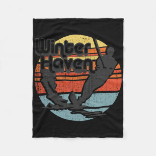 Winter Haven Water Skiing Retro Vintage Gift Men W Fleece Blanket