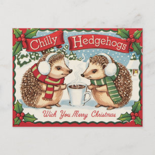 Winter hedgehog Christmas  Postcard