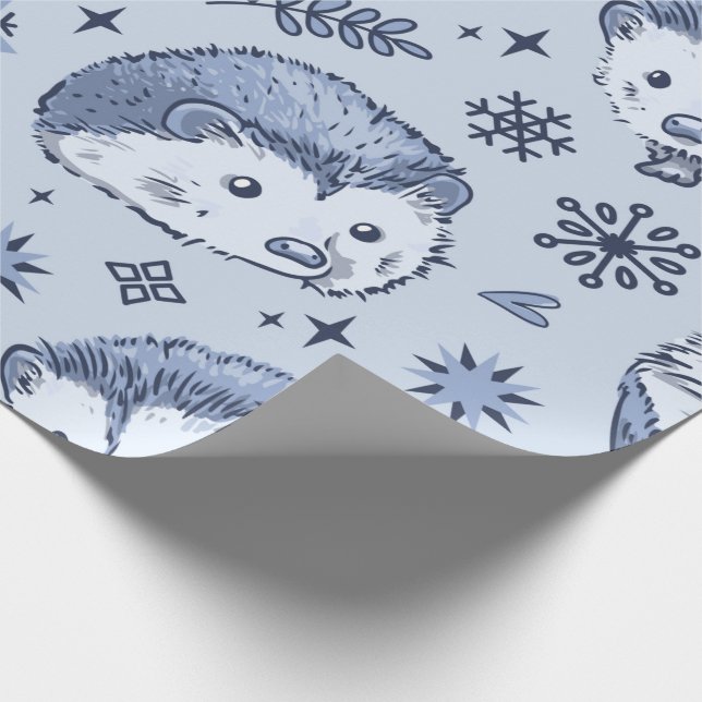 Winter Hedgehog Wrapping Paper (Corner)